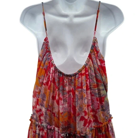 Free People Julianna Maxi Dress Red Cherry Floral Tiered Boho Summer Festival S - Picture 11 of 11
